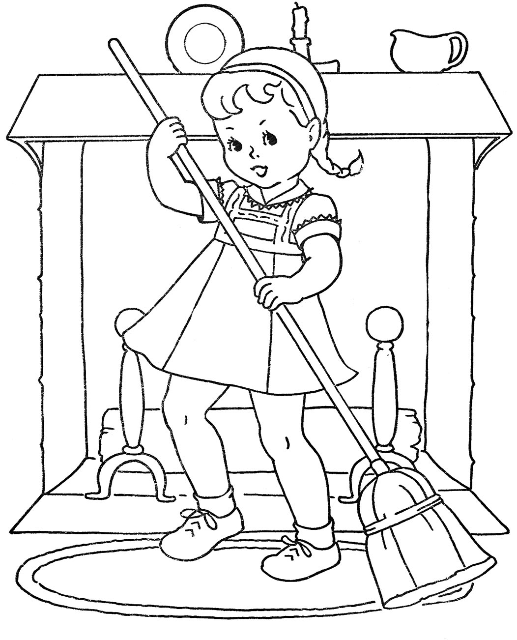 4570book Child Sweeping The Floor Clipart Black In Pack 4798