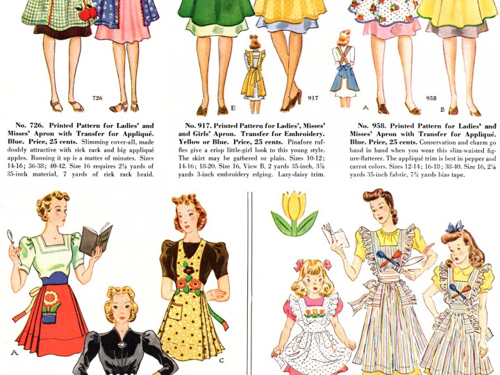 Vintage Pinafore Pattern Girl Applique Embroidery Transfer Size 2 4 6 Birds 